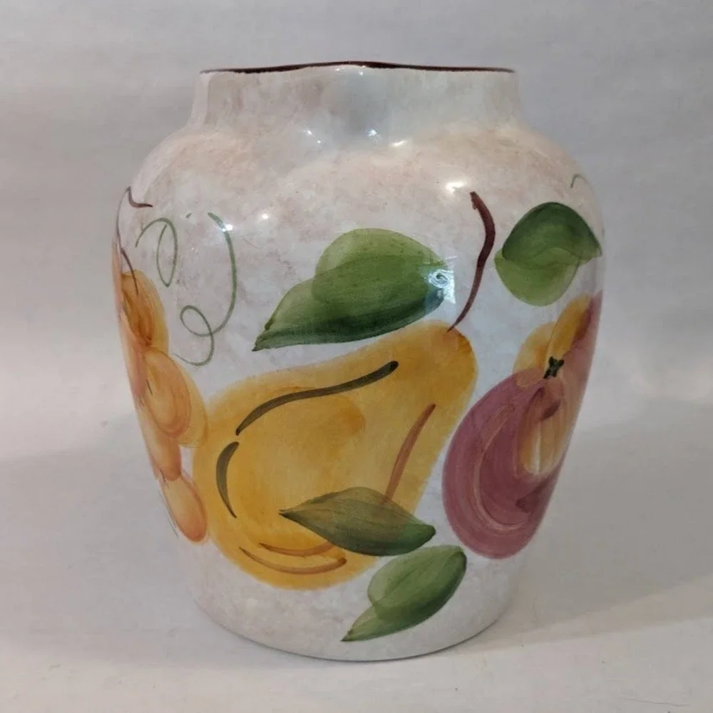 Vintage Hand Painted Ceramic Fruit Pitcher Marketplace Ultima Frutta Italy